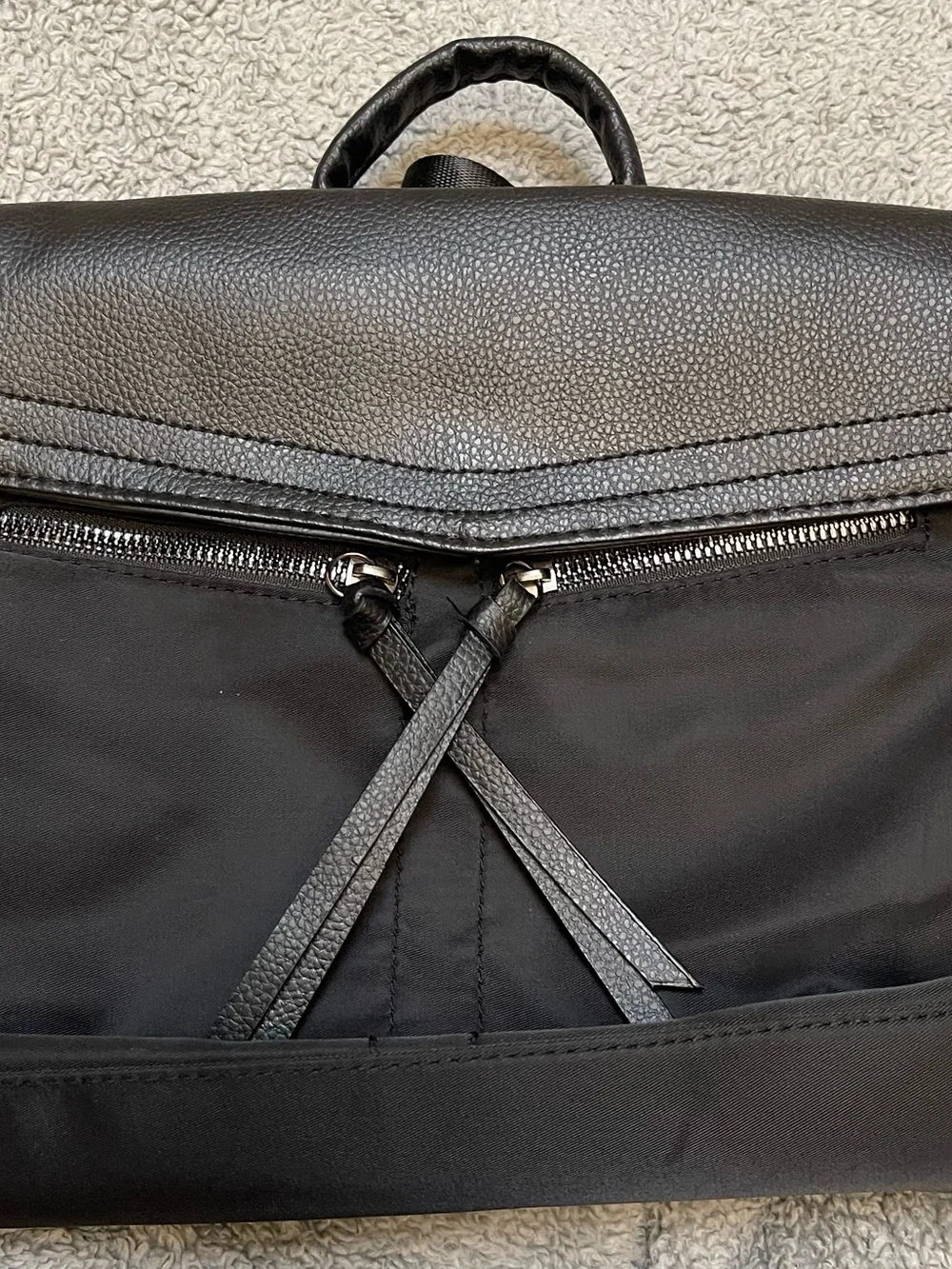 Botkier Black Nylon & Leather Trim Backpack